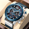 30M Waterproof Chronograph Watch with Leather Strap