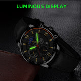 Waterproof Sport Watch with Leather Strap and Date