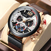 30M Waterproof Chronograph Watch with Leather Strap