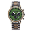 Wood and Stainless Steel Chronograph Watch