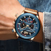 30M Waterproof Chronograph Watch with Leather Strap