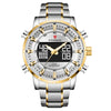 Men Military Gold Sport Wrist Watch with Dual Display