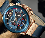 30M Waterproof Chronograph Watch with Leather Strap