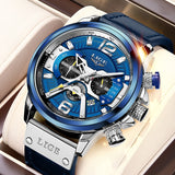 30M Waterproof Chronograph Watch with Leather Strap