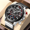 30M Waterproof Chronograph Watch with Leather Strap