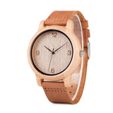 Casual Wooden Watch with Leather Strap