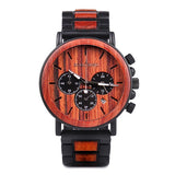 Wood and Stainless Steel Chronograph Watch