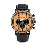 Wood and Stainless Steel Chronograph Watch