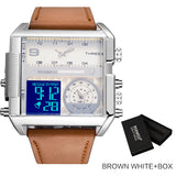 3 Time Zone Classy Watch with Leather Strap