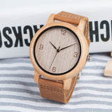 Casual Wooden Watch with Leather Strap