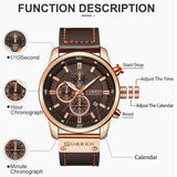 Deluxe Chronograph Watch with Leather Strap