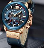 30M Waterproof Chronograph Watch with Leather Strap