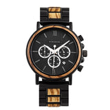 Casual Stylish WatchWood and Stainless Steel Chronograph Watch