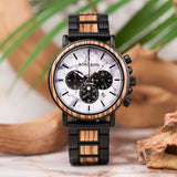 Wood and Stainless Steel Chronograph Watch