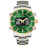 Men Military Gold Sport Wrist Watch with Dual Display