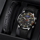 Waterproof Sport Watch with Leather Strap and Date