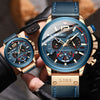 30M Waterproof Chronograph Watch with Leather Strap