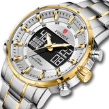 Men Military Gold Sport Wrist Watch with Dual Display