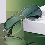 New Gradient Sunglasses for Men Fashion Metal Big Frame Sun Glasses Brand Design Luxury