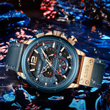 30M Waterproof Chronograph Watch with Leather Strap